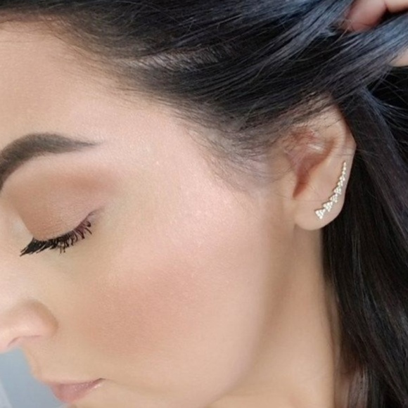 Stella & Dot Gold Pavé Triangle Ear Climbers - Picture 5 of 9